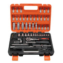 53Pcs 1/4" Drive Socket Ratchet Wrench Combo Bit Set Car Motorcycle Repair Hand Tool Kit