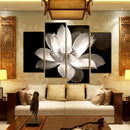 Miico Hand Painted Four Combination Decorative Paintings Botanic Lotus Wall Art For Home Decoration