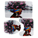 3 PCS Bathroom Mats Shower Curtain Set Prints Polyester Bathroom Curtains With12 Hooks