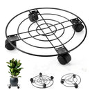 Round Metal Garden Plant Pot Shelf Mover Wheeled Trolley Heavy Duty Iron Plant Rack Stand