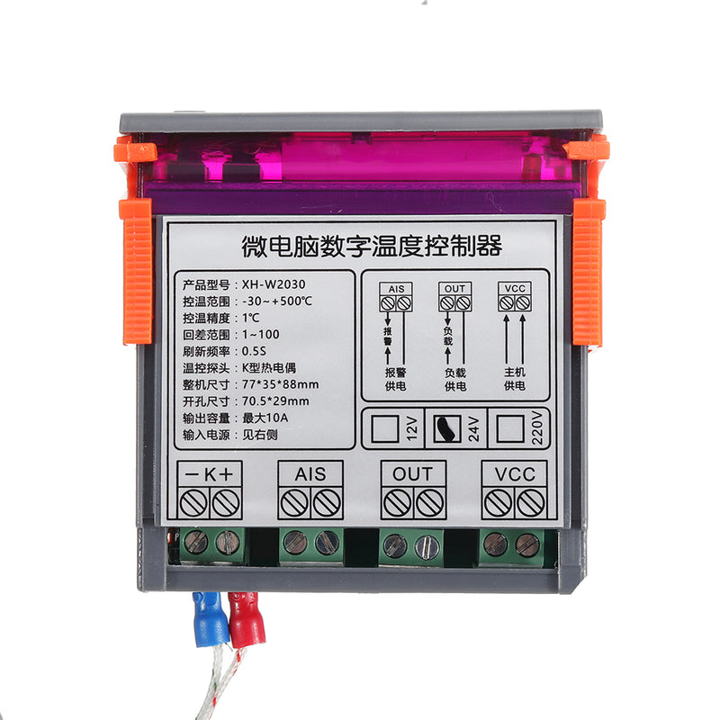 XH-W2030 Digital Thermostat Temperature Controller High Temperature Alarm K Input -30~999