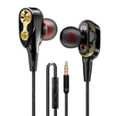 V3 Dual Dynamic Drivers Stereo Earphone 3.5mm Wired Control In-ear Sport Headset Headphone with Mic