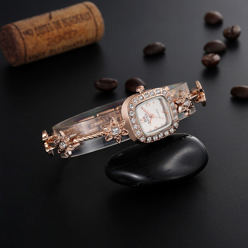 SOXY 0017 Crystal Shining Women Bracelet Watch Square Dial Quartz Watches