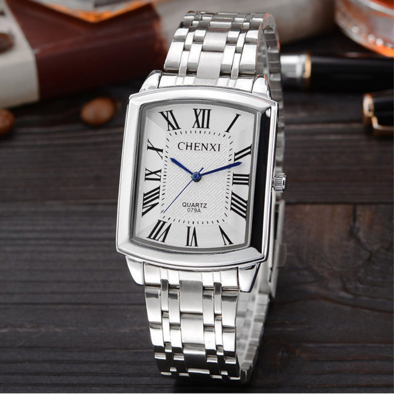 CHENXI CX-079A Casual Style Square Dial Couple Watch Stainless Steel Band Quartz Watch