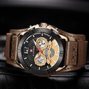 NAVIFORCE 9162 Multifunction Date Display Men Wrist Watch Genuine Leather Strap Quartz Watch