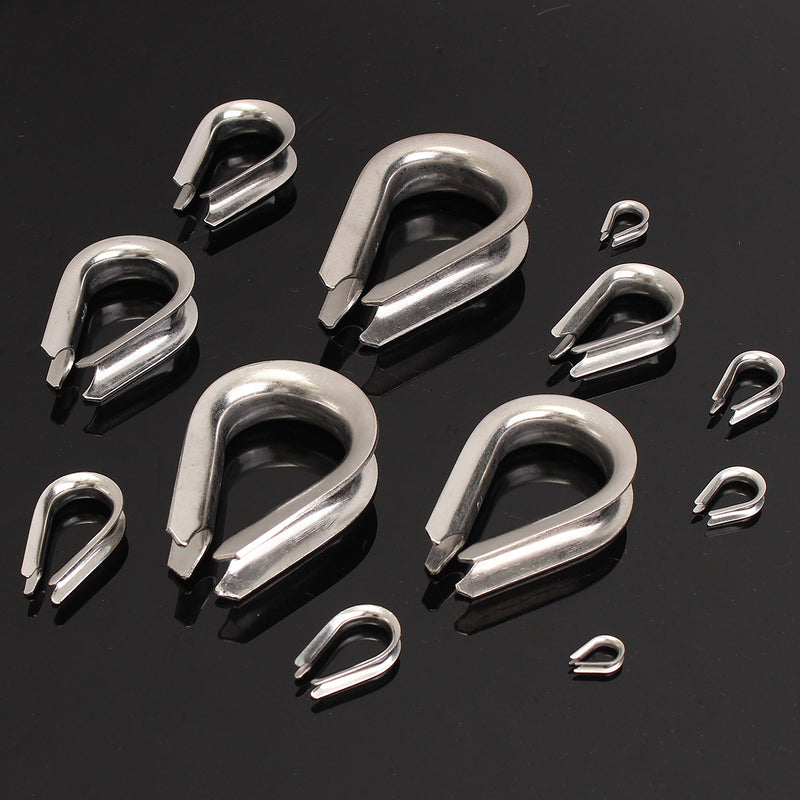 304 Stainless Steel M2 to M20 Silver Cable Wire Rope Thimbles Rigging Hardware 12 Sizes