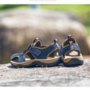 Men's Genuine Leather Roman Sandals Soft Sole Cut-out Moccasins Outdoor Beach Sneakers Casual