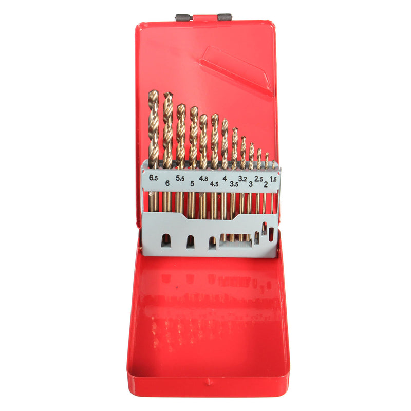 13PCS HSS Drilling Bits Twist Drill Bit With Box Titanium Nitride Coated 1.5-6.5mm Bits Set