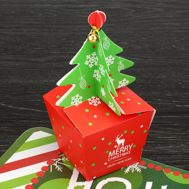 Christmas Tree Shaped Gift Cookie Candy Carrier Boxes Favor Bag Xmas Party Decorations