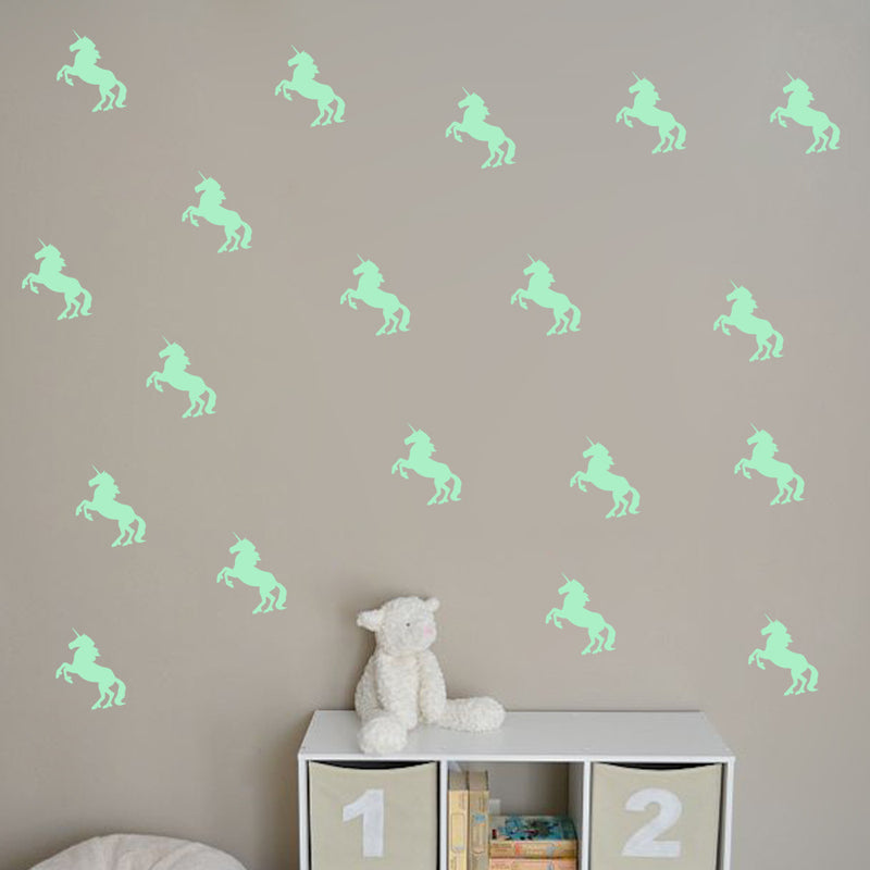 Honana DX-126 10PCS 7X10CM Fluorescent Glow Unicorn Wall Sticker Home Bedroom Decor