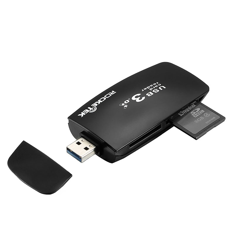 Rocketek CR8 4-In-1 USB 3.0 to TF SD CF MS Card Reader with LED Indicator
