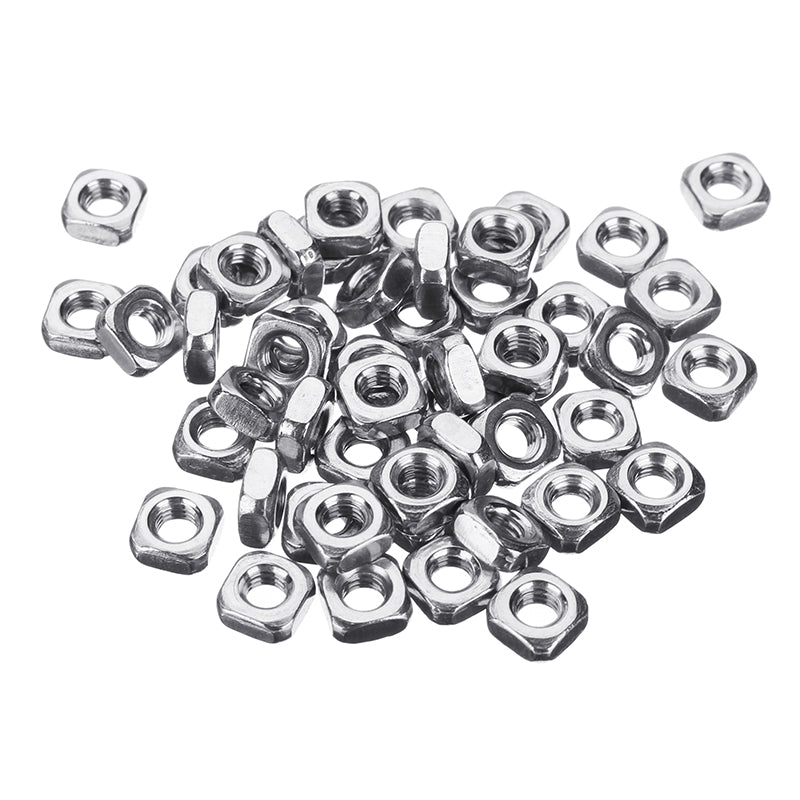 Suleve M4SN1 M4 304 Stainless Steel Square Nut Machine Screw Nuts 50Pcs