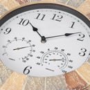 Outdoor Station Garden Wall Clock Thermometer Hand Painted 15 Inch Slate Effect