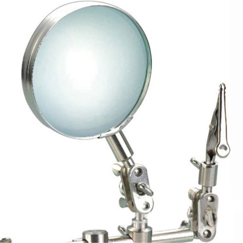 5X Third Hand Soldering Iron Stand Helping Clamp Vise Clip Magnifying Glass Tool