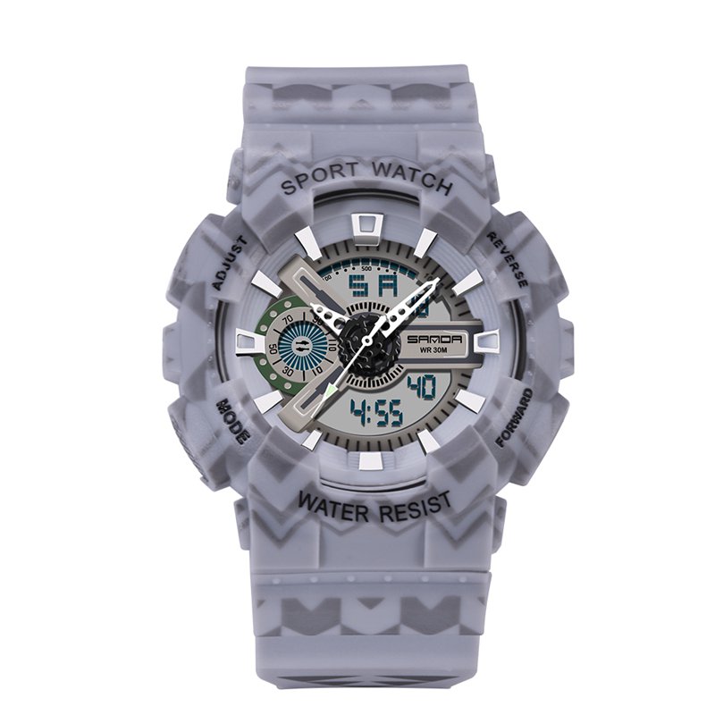 SANDA 999 Digital Watch Male Sport Waterproof Stopwatch Outdoor Dual Display Wrist Watch