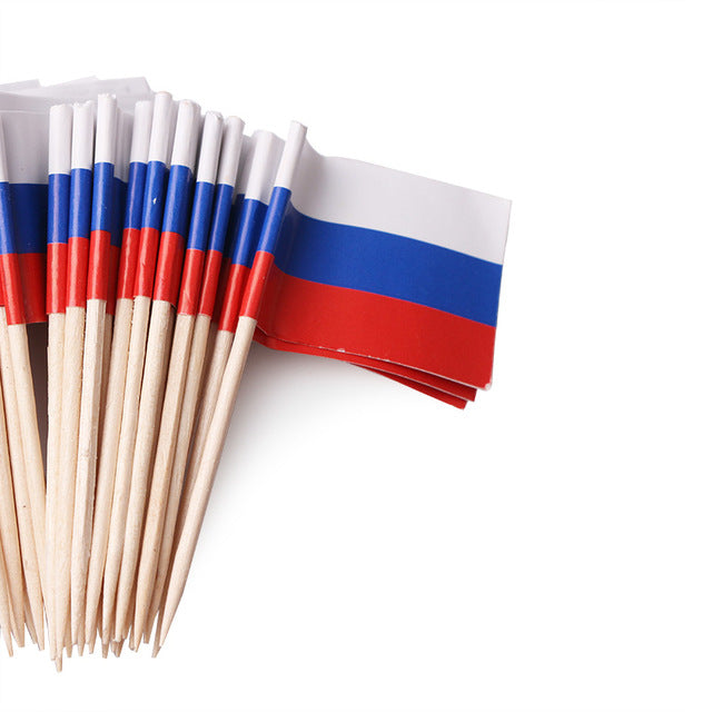 Honana 50 Pcs/Lot Flag Fruit Toothpick Paper Flag Food Picks Cake Toothpicks World-Cup Fruit Sticks
