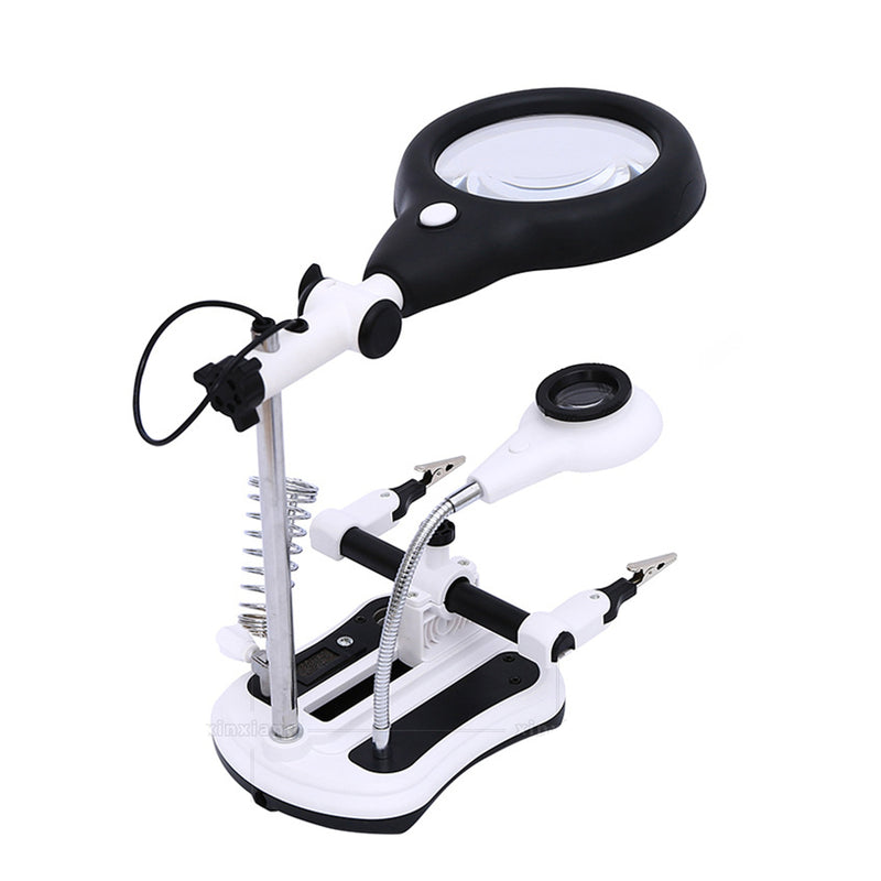 10X Soldering Magnifier Desk Lamp Repair Clamp Desktop Magnifying Glasses with 18 LED Light