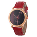 Red-crowned Crane Pattern Colorful Leather Strap Fashion Men Quartz Watch