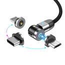 USLION 2.4A 2in1 LED 540 Magnetic Dual Position Game Quick Charge Data Cable for Samsung S10+ Xiaomi Redmi Note8 HUAWEI