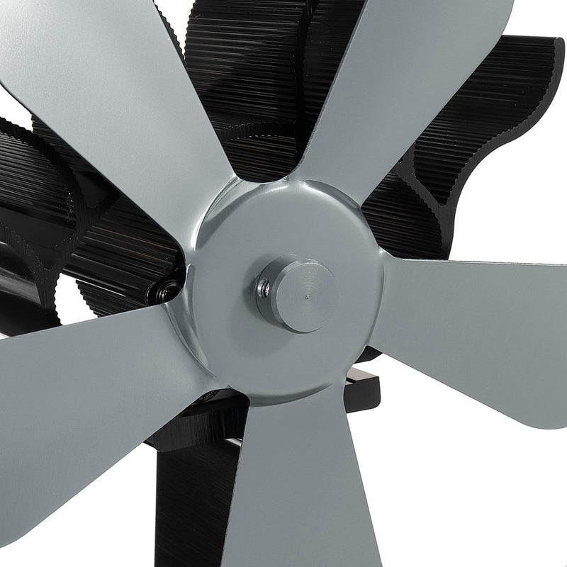 5 Blades Aluminum Fireplace Fan 1400rpm Quiet Heat Powered Stove Fan Eco-Friendly Heat Circulation