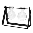 Desktop Glass Planter Bulb Vase with Classic Solid Iron Stand and Metal Swivel Holder for Hydroponics Plants Home Garden Wedding Decor
