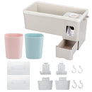 Toothbrush Holder Toothpaste Squeezer Stand Organizer Plastic Bathroom Storage Rack Set