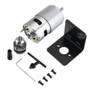 Machifit DC 12V Lathe Press 795 Motor With Drill Chuck and Mounting Bracket or 24V 15A 360W Power Convertor