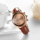 RUIMAS 592 Fashion Women Watch Waterproof Chronograph Leather Strap Light Luxury Quartz Watch