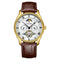 TEVISE T851A Moon Phase Automatic Mechanical Watch Roman Number Leather Band Men Watch