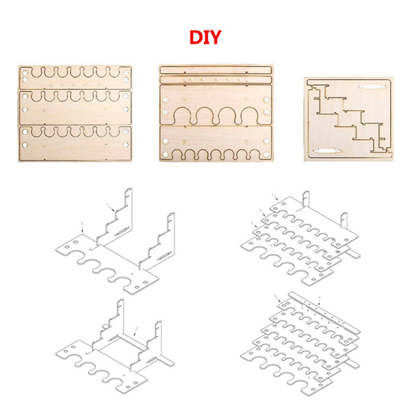 24 Pots Wooden Acrylic Paint Stand Bottle Storage Rack Holder Modular Organizer