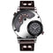 YNFRU Fashionable Men Creative Watch Dual Display Clock Leather Strap Quartz Watch