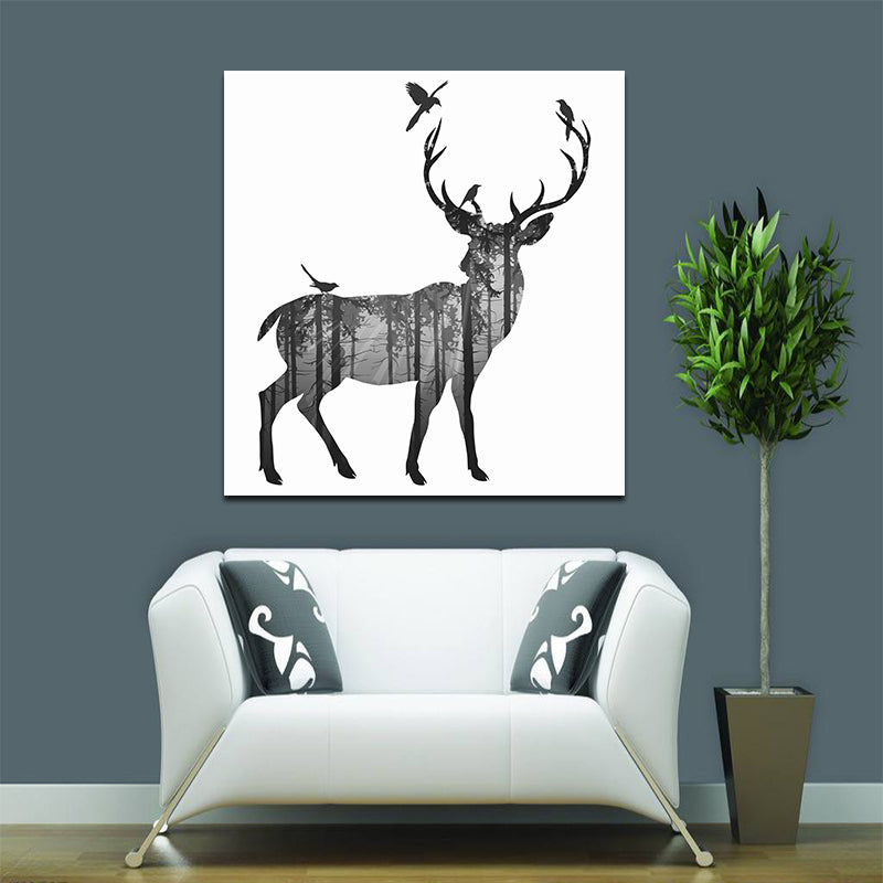 Miico Hand Painted Oil PaintingsSimple Style-CSide Face DeerWall Art For Home Decoration Paintings