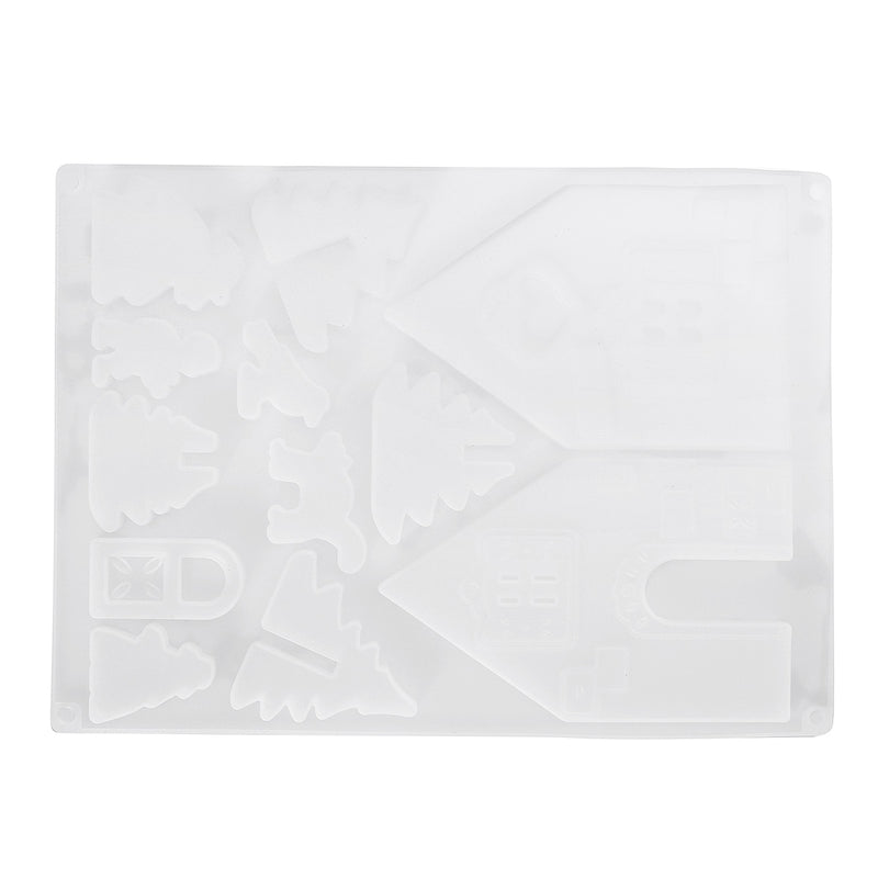 2Pcs Handmade Mould Christmas Tree House Silicone Mold DIY Clay Epoxy Resin Pendant