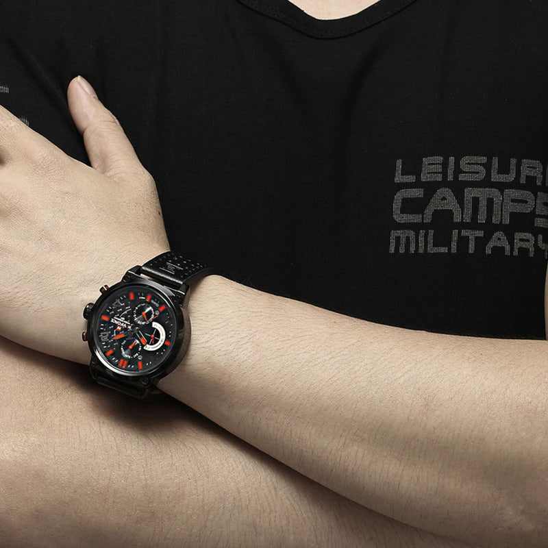 NAVIFORCE 9068 Waterproof Calendar Men Wrist Watch Casual Genuine Leather Strap Quartz Watch