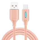 Smart LED Auto Disconnect Charger Nylon Braided Type C 2A Tablet Cable-1M