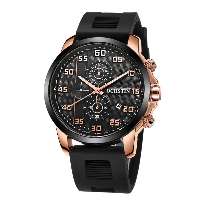 OCHSTIN GQ080 Bussiness Style Male Wristwatch Silicone Band Analog Sport Quartz Watch