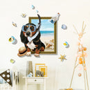 Miico Creative 3D Cartoon Summer Diving Dog Frame PVC Removable Home Room Decor Sticker