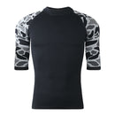 Men Compression Leopard Print Sports Tight Shirt Half Sleeve Quick Dry Body Shaper