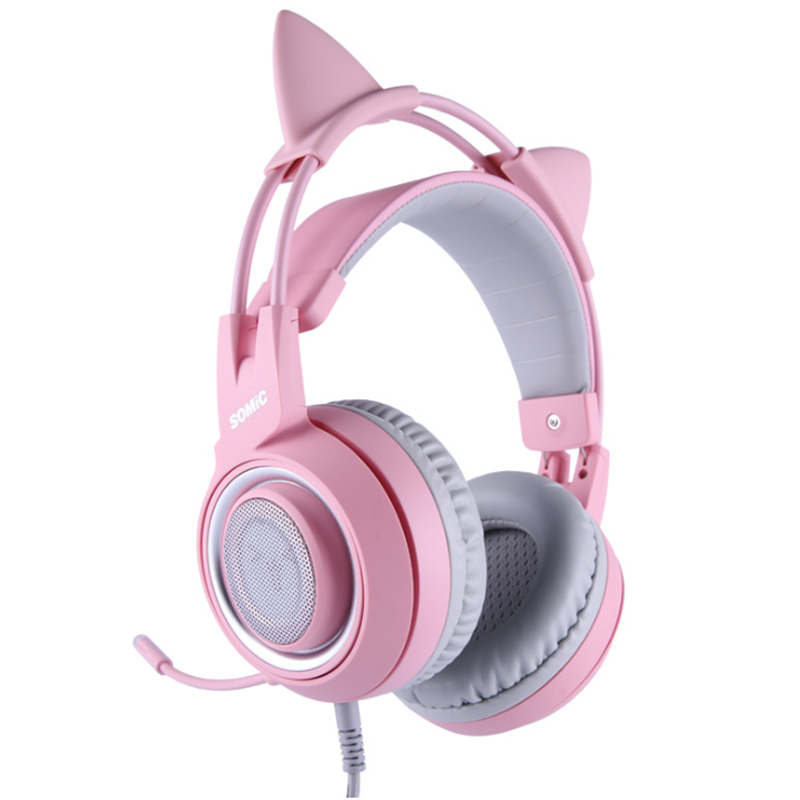 SOMiC G951S 3.5mm + USB DJ Deep Bass Gaming Headphone Cat Earphones Headset With Microphone for Computer Profession Gamer