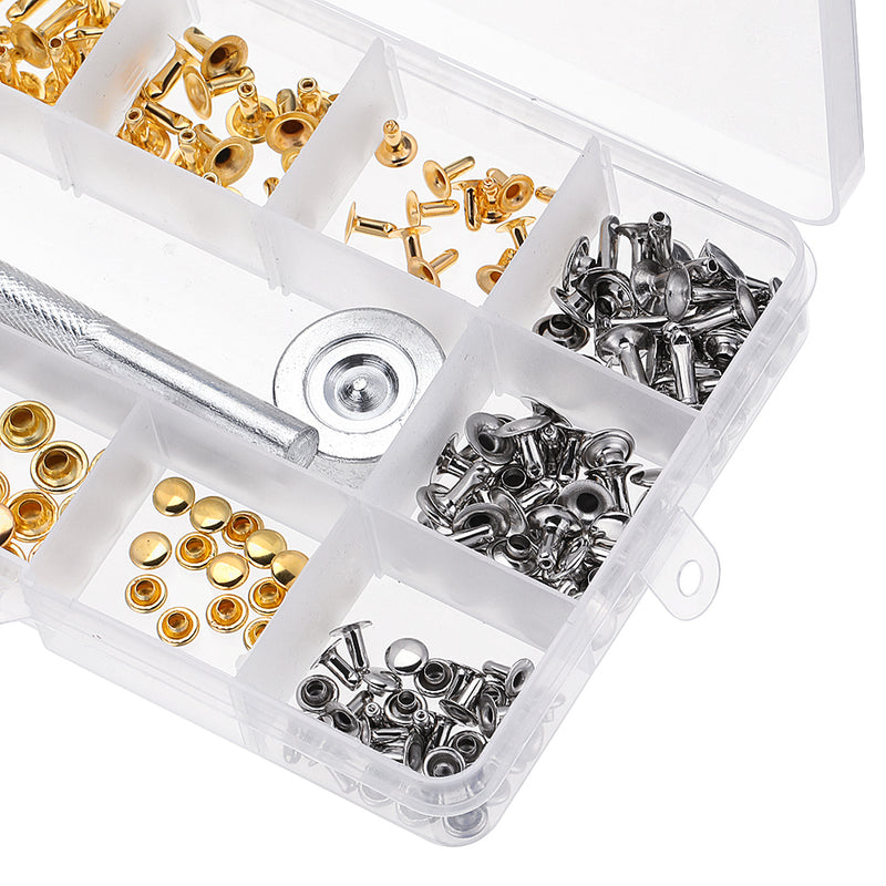 135Pcs DIY Leather Craft Snap Fasteners Snaps Buttons Fixing Hat Rivet Tools Kit