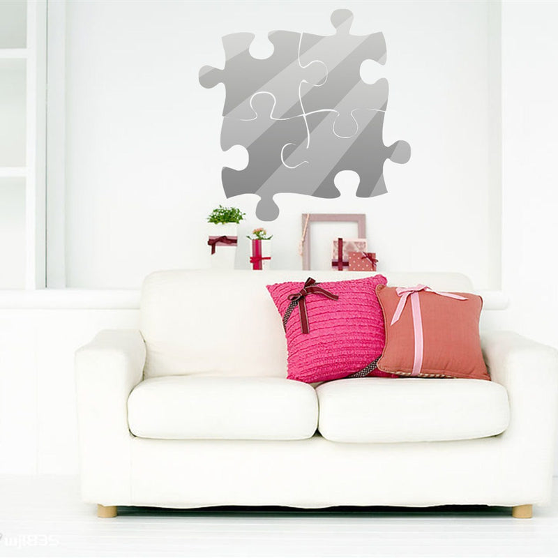 4Pcs 3D Puzzle Mirrors Wall Sticker Modern Art DIY Home Room Decorations