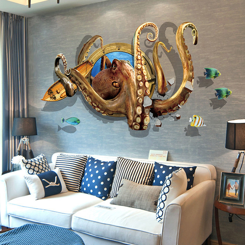 Miico Creative 3D Sea Animals Octopus Frame PVC Removable Home Room Decorative Decor Sticker