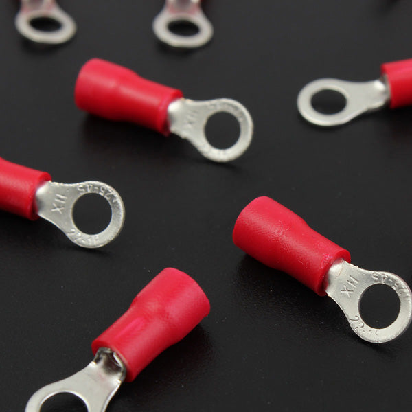 25pcs Red Rubber PVC Terminals Insulated Ring Connector RC 0.5-1.5mm