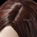 NAVIS Long Curly Brown Synthetic Hair Wig Matt High-Temperature Wavy Side Bang Wigs