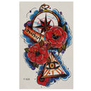 Colorful Fish Flower Pattern Totem Arm Back Temporary Tattoo Sticker Decal