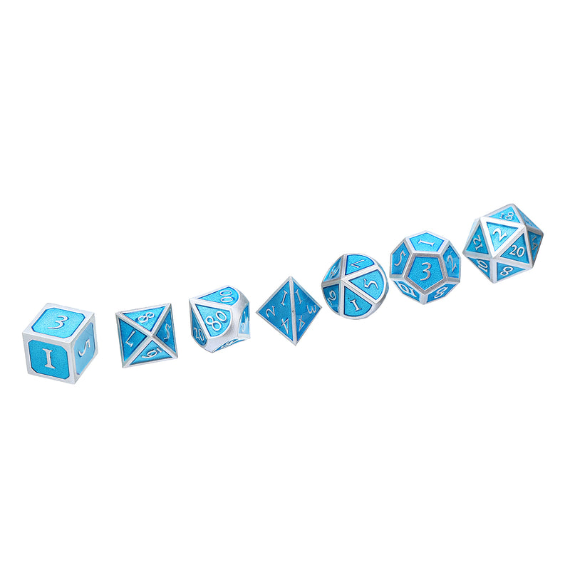 Solid Metal Polyhedral Dices Antique Color Role Playing RPG Gadget 7 Dice Set With Bag