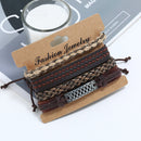 Retro Handmade Weaving Bracelet Set DIY Hemp Rope Bracelet 4 Pieces For Men