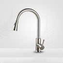 BOiROO Kitchen Basin Sink Pull Out Faucet 360 Rotatable Drawing Pull Down Sprayer Tap Hot & Cold Water Mixer Tap Single Handle Copper Lead-Free Deck Mount