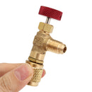 R410A AC Copper Flow Control Valve Adapter 1/4 to 5/16 for Refrigerant Charging Hose
