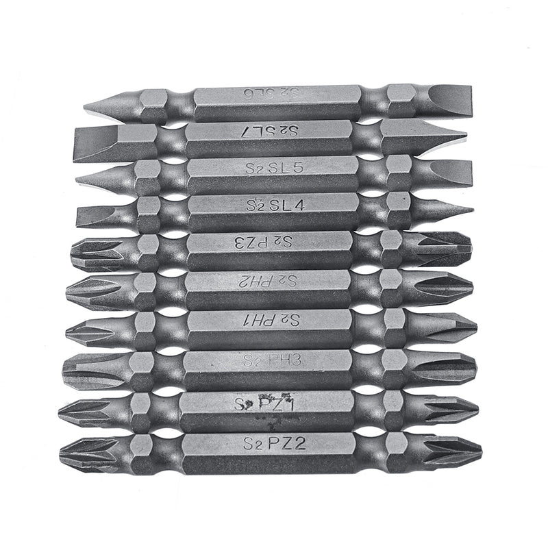 10pcs 65mm Magnetic Screwdriver Bits 1/4 Inch Hex Shank PH/PZ/FL Screwdriver Bit Set